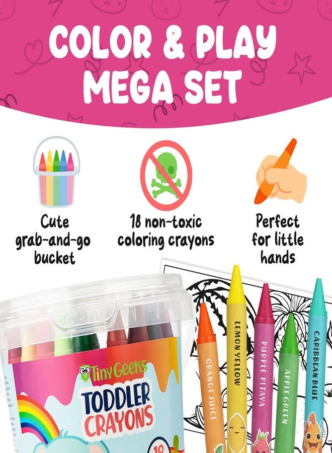 TinyGeeks Jumbo Crayons For Toddlers 3-8 - 18pc Toddler Baby Crayons For Kids Ages 4-8 & 3-4 - With Printed Coloring Sheets - Washable, Non Toxic and Easy To Hold - Perfect for Classroom - Image 3